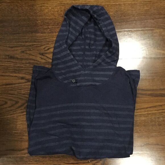 BANANA REPUBLIC Navy Striped Pullover Hoodie XL - Picture 5 of 9